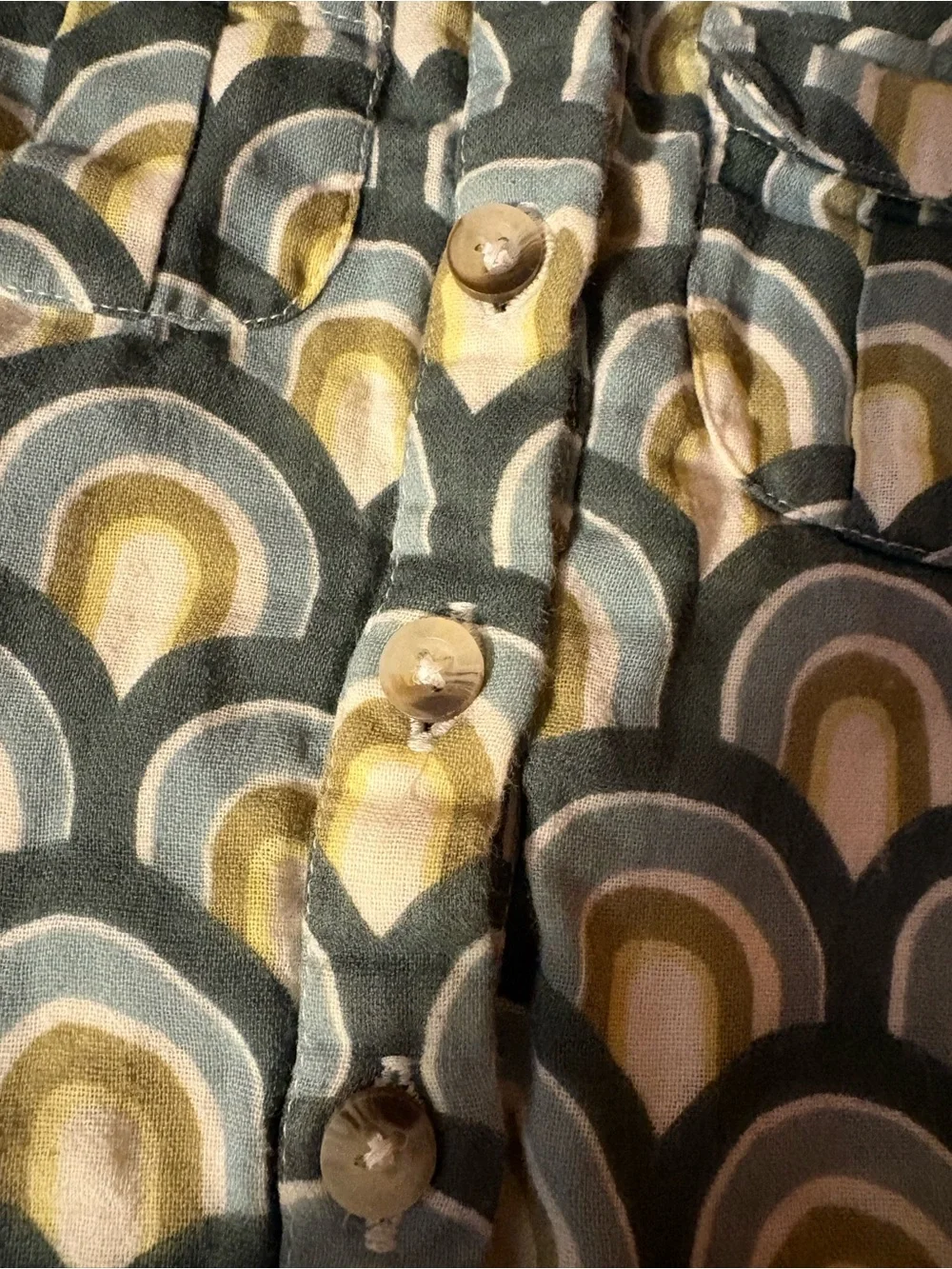 kate quinn Green and Yellow Retro Arc Button-Down Shirt